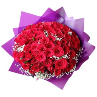 send 100 pcs red roses bouquet to japan