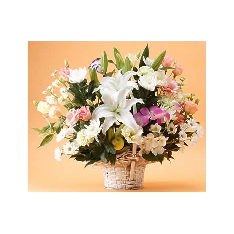 lilies sympathy basket